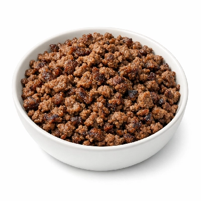 Game meat elk ground cooked pan-broiled