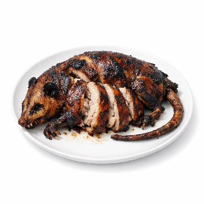 Game meat opossum cooked roasted