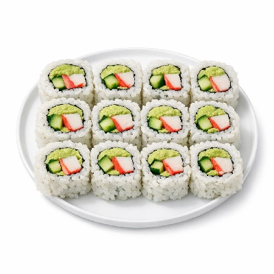 Genji Cooked 12 Piece Edamame Hummus California Roll