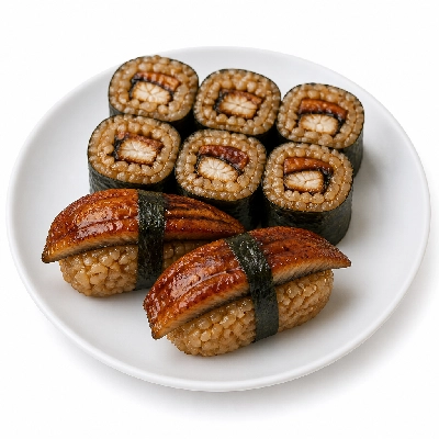 Genji Cooked Brown Rice All Eel Nigiri Roll Combo