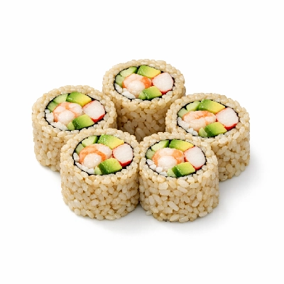 Genji Cooked Brown Rice Spicy Shrimp California Roll