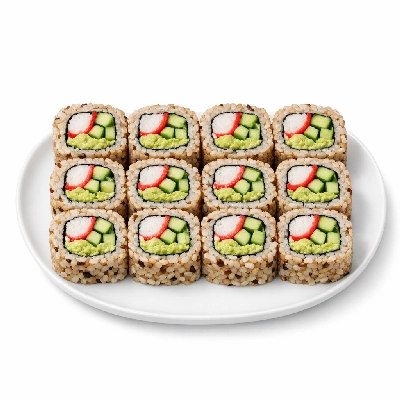 Genji Cooked Multi-Grain 12 Piece Edamame Hummus California Roll