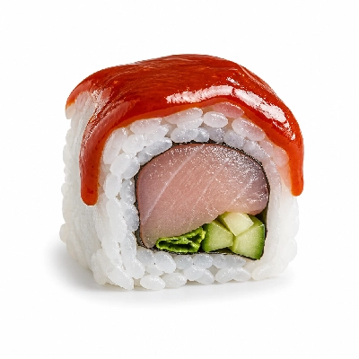 Genji Raw Sushi Albacore Garden Fresh Roll with Gochujang Sauce
