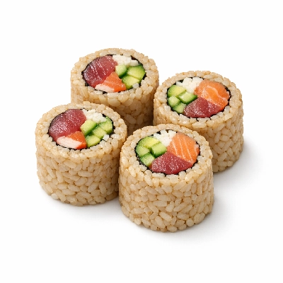 Genji Raw Sushi Brown Rice Dueling Duet Roll