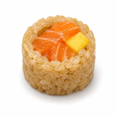 Genji Raw Sushi Brown Rice Salmon Mango Tango Roll