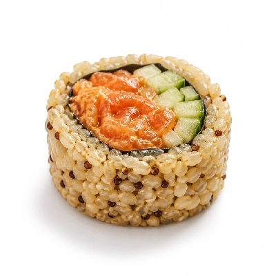 Genji Raw Sushi Brown Rice Spicy Salmon Cucumber Roll