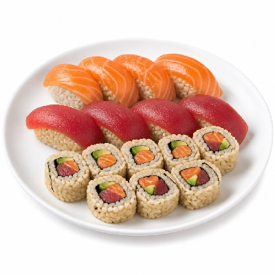 Genji Raw Sushi Brown Rice Tuna & Salmon Nigiri Roll Combo