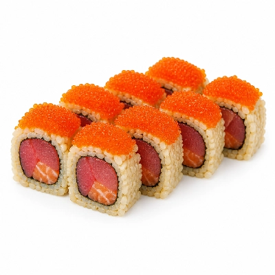 Genji Raw Sushi Brown Rice Tuna & Salmon Roll Combo with Masago