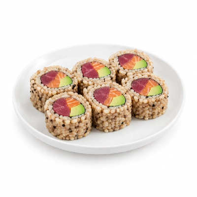 Genji Raw Sushi Brown Rice Tuna Salmon Avocado Special Roll