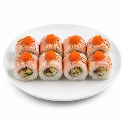 Genji Raw Sushi Double Seared Albacore Roll with Masago