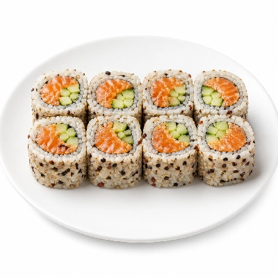 Genji Raw Sushi Multi-Grain Spicy Salmon Cucumber Roll