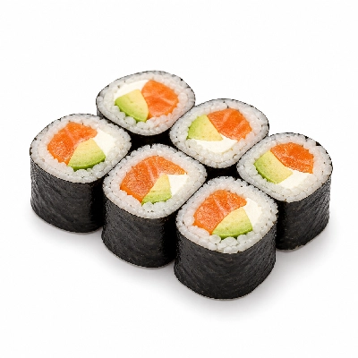 Genji Raw Sushi Salmon Avocado Roll with Cream Cheese