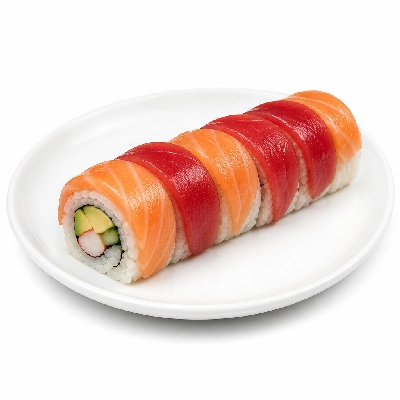 Genji Raw Sushi Tuna and Salmon Rainbow Roll