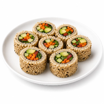 Genji Veggie Brown Rice Vegetable Salad Dressing Roll