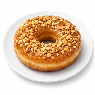 Glazed Donut with Nut Topping
