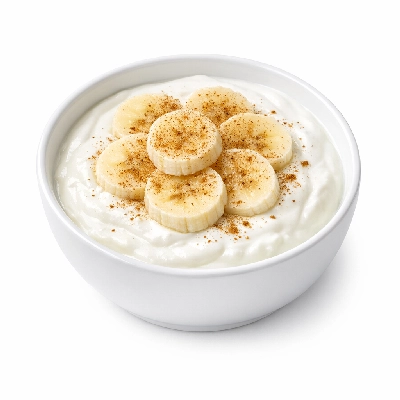 Greek Yogurt with Banana Slices and Cinnamon
