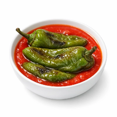 Green chiles in tomato juice
