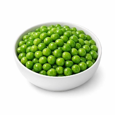 Peas green frozen cooked boiled drained with salt
