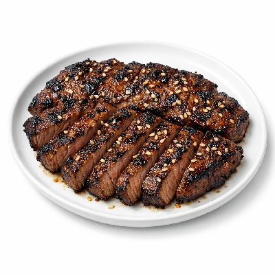 Grilled beef with sesame seeds
