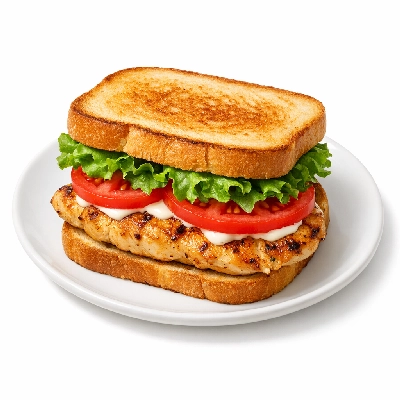 Grilled chicken sandwich with lettuce tomato mayo