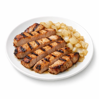 Grilled pork with onions