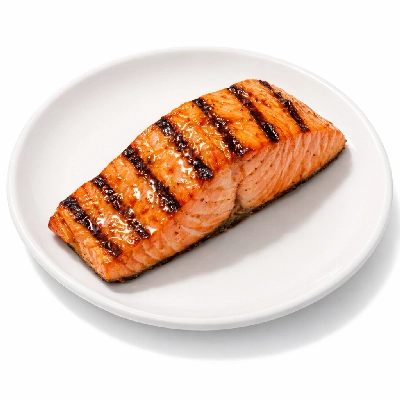 Grilled salmon with butter