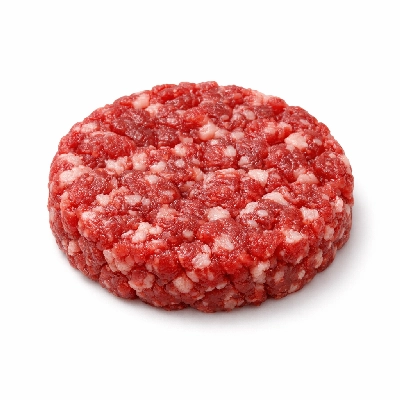 Beef ground 80% lean 20% fat or hamburger patty raw