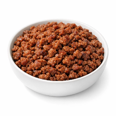 Ground beef crumbles pan browned 70% lean 30% fat