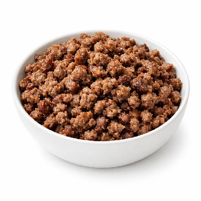 Ground beef crumbles pan browned 85% lean 15%fat