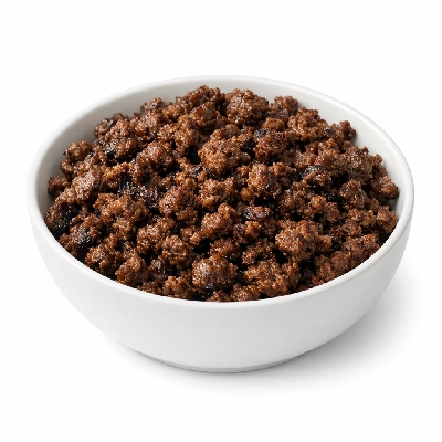 Ground beef crumbles pan browned 95% lean 5% fat