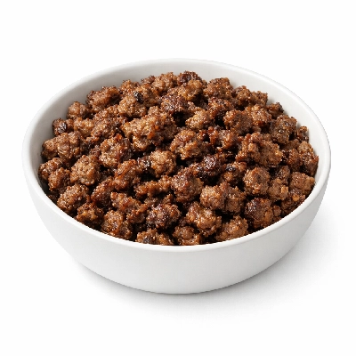Ground beef crumbles pan browned 97% lean 3% fat