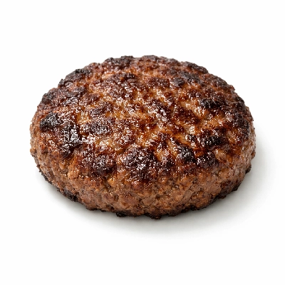 Ground beef patty pan broiled 75% lean 25% fat