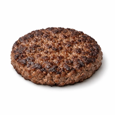 Ground beef patty pan broiled 90% lean 10% fat