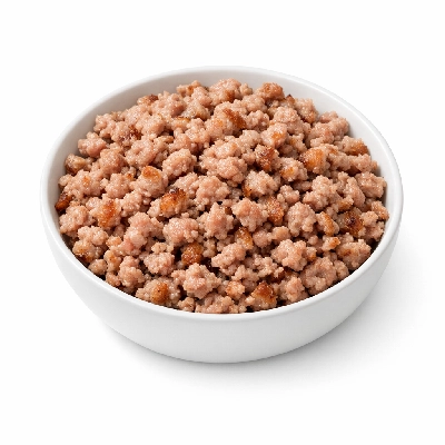 Ground pork cooked crumbles 72% lean 28% fat