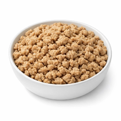 Ground turkey crumbles pan broiled 85% lean 15% fat