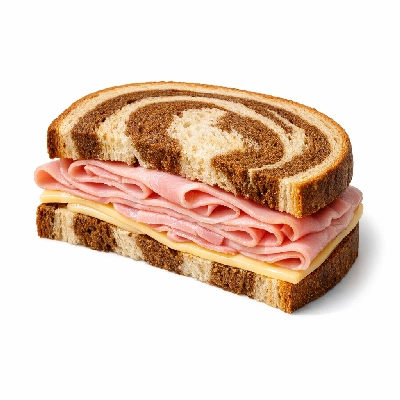 Ham and Cheese on Marble Rye