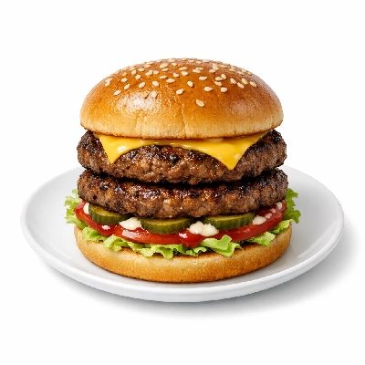 Hamburger, double patty, with condiments