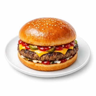 Hamburger, large, with condiments