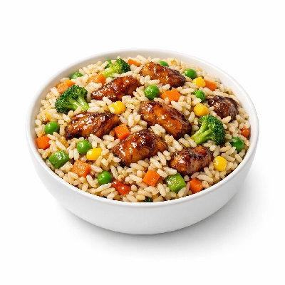 Hanover stir fry 2 white rice and vegetables with oriental soy sauce frozen