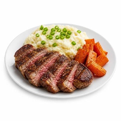 HelloFresh 20 Oz Rib-Eye Steaks with Chili-Tomato Jam Scallion Mashed Potatoes and Roasted Carrots