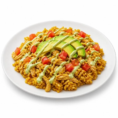 HelloFresh Arroz Con Pollo with Avocado Tomato and Lime Crema