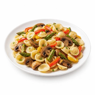 HelloFresh Baby Portobello and Orecchiette Primavera with Asparagus Bell Peppers Chives
