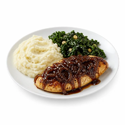 HelloFresh Balsamic Onion Chicken with Mashed Potatoes and Garlicky Kale