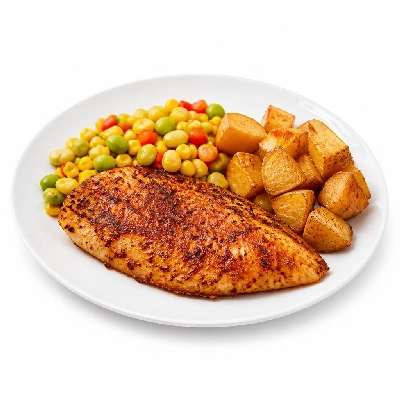 HelloFresh Bayou-Spiced Rockfish with Southern Succotash and Crispy Roasted Potatoes