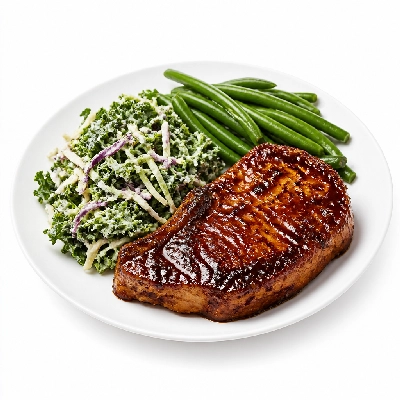 HelloFresh BBQ Pork Chops with Creamy Kale Slaw and Green Beans