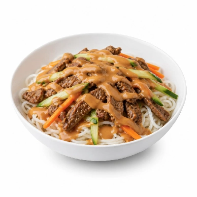 HelloFresh Beef Rice Noodle Bowls with Carrots Cucumber and Peanut Sauce