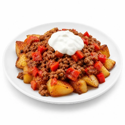 HelloFresh Beef Taco Loaded Potatoes with Peppers Tomato and Sour Cream