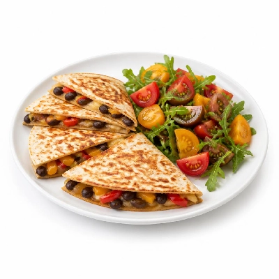 HelloFresh Bell Pepper and Black Bean Quesadillas with an Arugula and Heirloom Tomato Salad