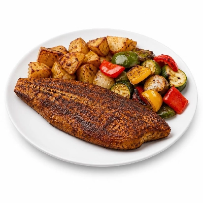 HelloFresh Blackened Catfish with Blistered Veggies and Roasted Potatoes