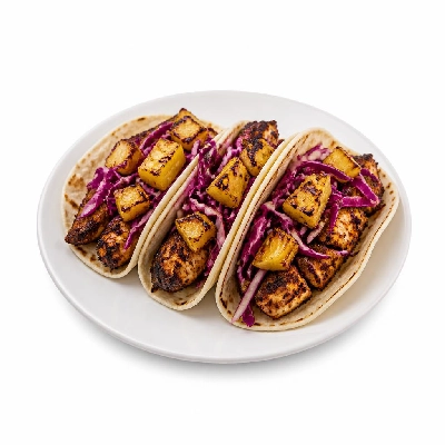 HelloFresh Blackened Fish Tacos with Caramelized Pineapple and Red Cabbage Slaw